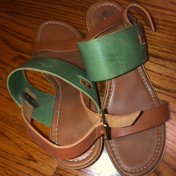 100% leather Italian wedge sandals - Picture 4 of 6